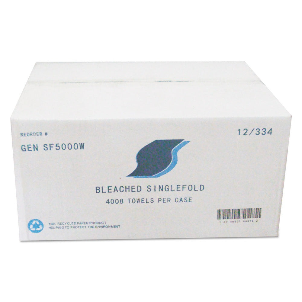 GEN GENSF5000W 9 in. x 9.45 in. Single-Fold Paper Towels - White (4008/Carton)