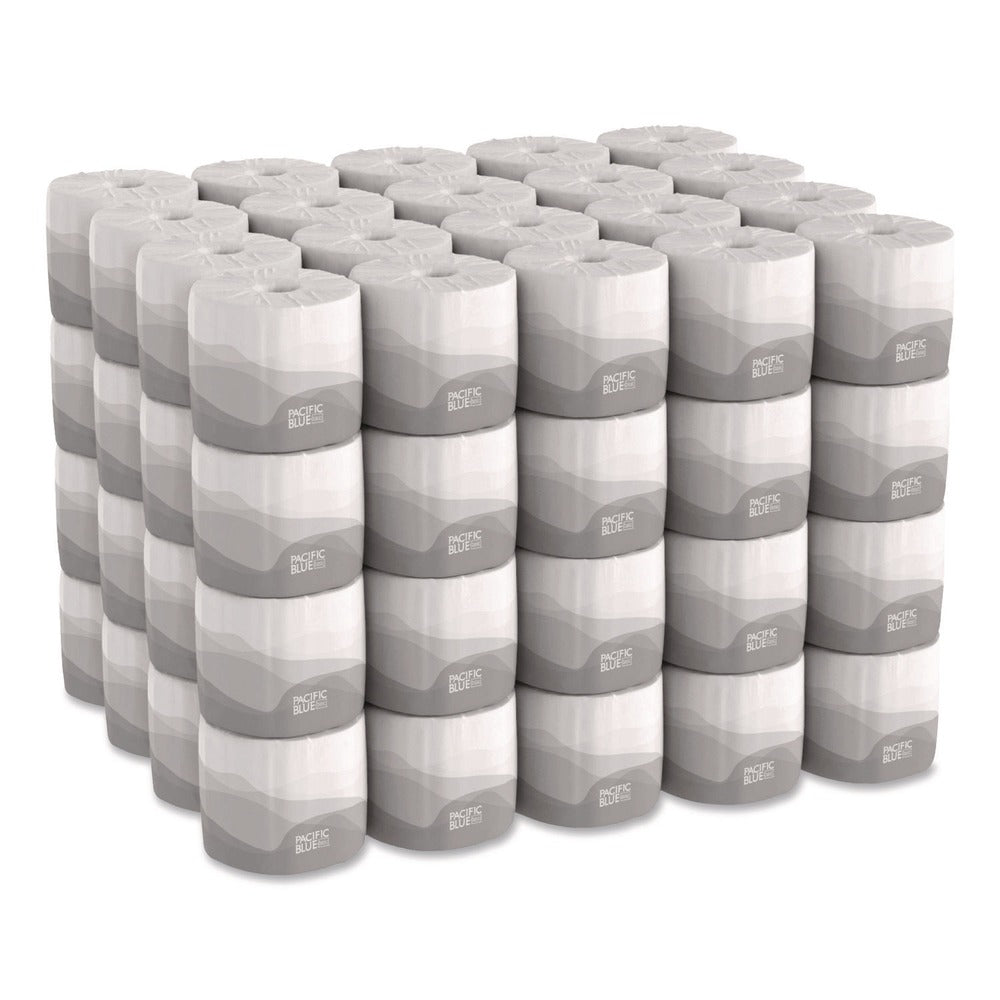 Georgia Pacific Professional 1-Ply Pacific Blue Basic Embossed Septic Safe Bathroom Tissue - White (80 Rolls/Carton)