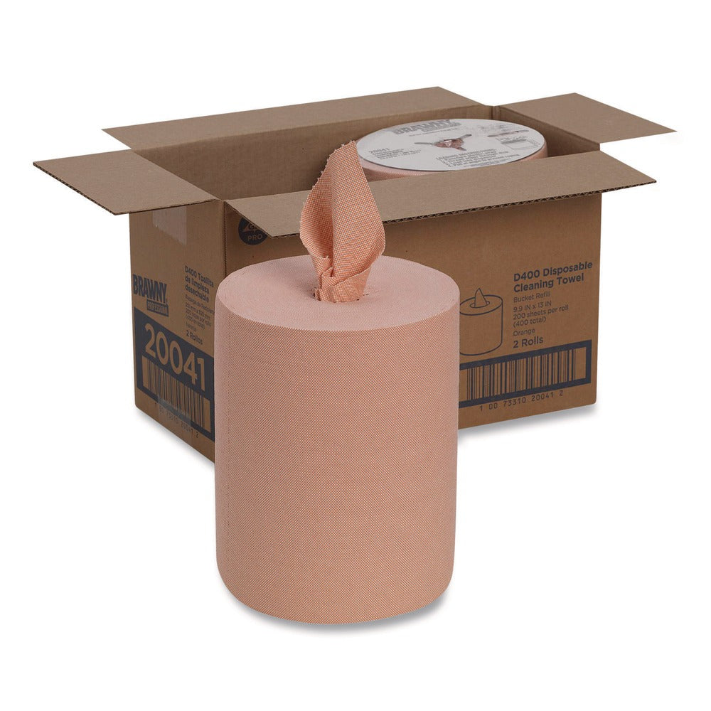 Georgia-Pacific 10 in. x 13 in. 1-Ply Medium-Duty Wiper Refill - Unscented, Orange (2 Rolls/Carton)
