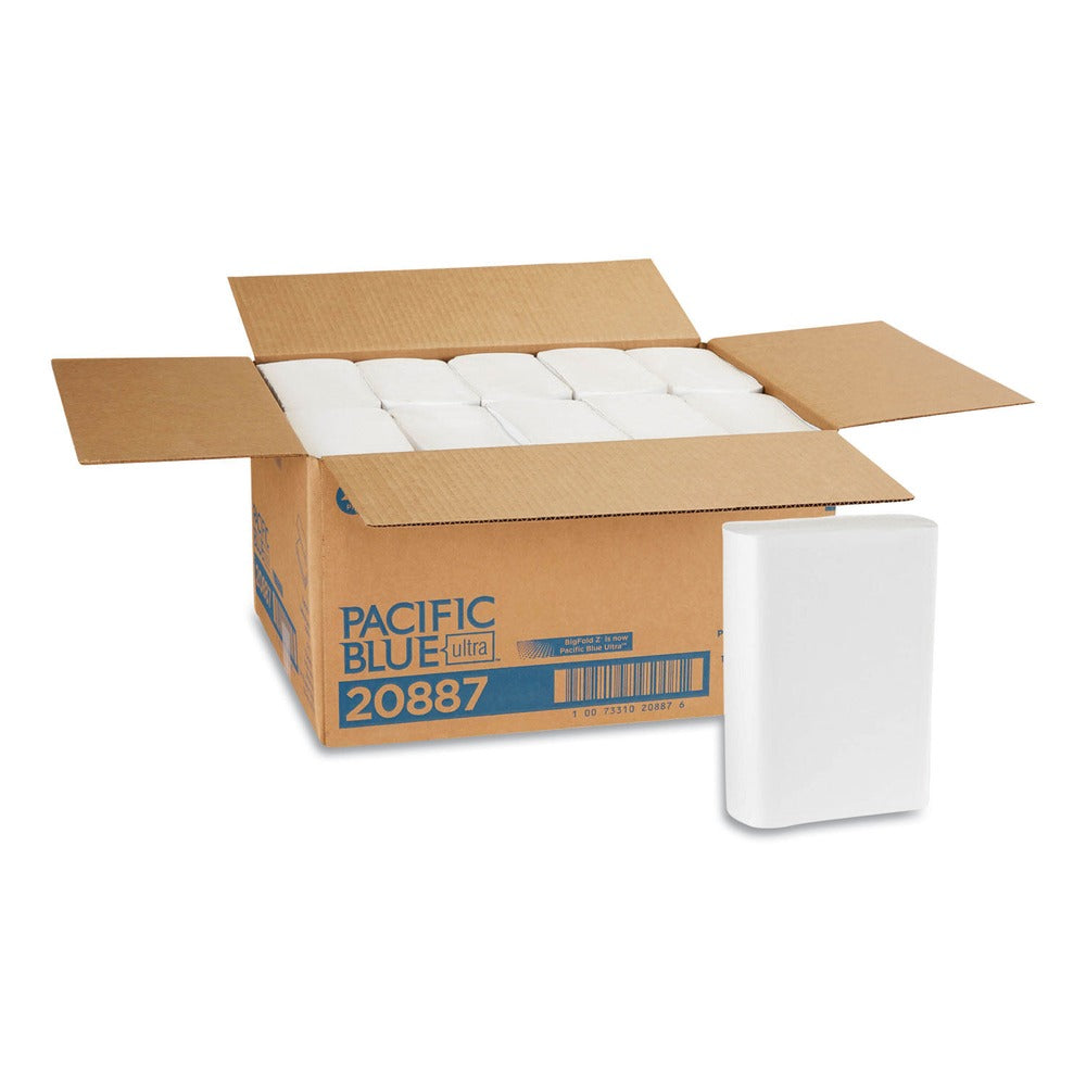 Georgia Pacific Professional 10.2 in. x 10.8 in. 1-Ply Pacific Blue Ultra Folded Paper Towels - White (2200/Carton)