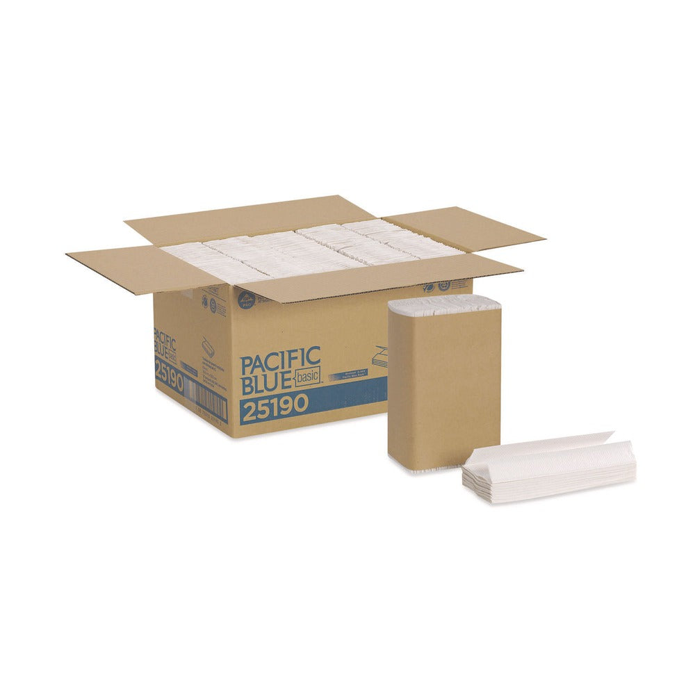 Georgia Pacific Professional 25190 10.1 in. x 12.7 in. 1-Ply Pacific Blue Basic C-Fold Paper Towel - White (2400/Carton)