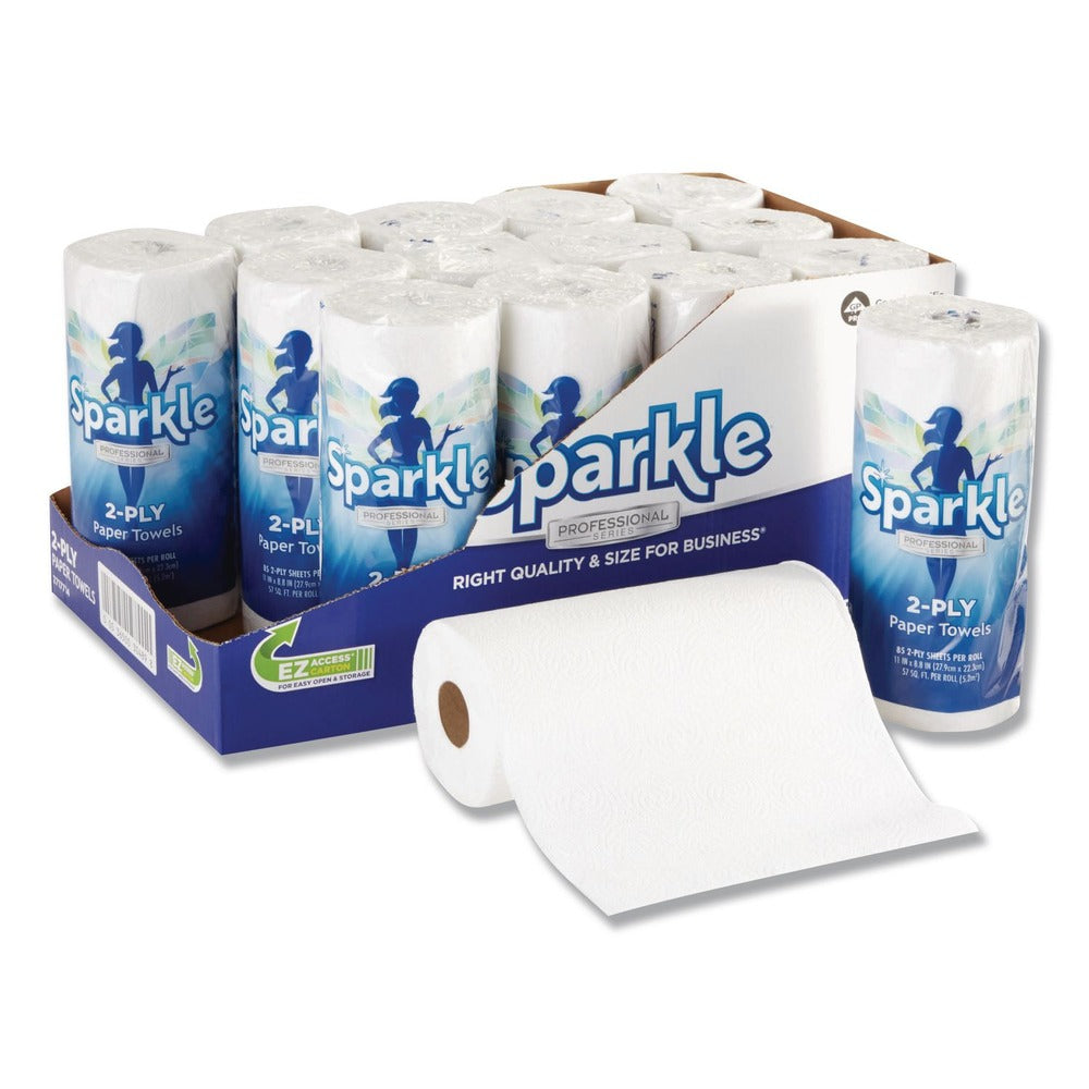 Georgia Pacific Professional 2717714 11 in. x 8.8 in. 2-Ply Sparkle Premium Perforated Paper Kitchen Towel Roll - White (15 Rolls/Carton)