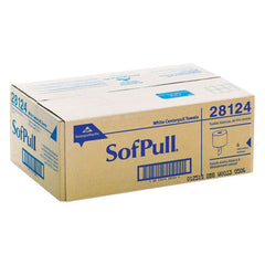 Georgia Pacific Professional 28124 SofPull 7.8 in. x 15 in. 1-Ply Center-Pull Perforated Paper Towels - White (320/Roll, 6-Rolls/Carton)