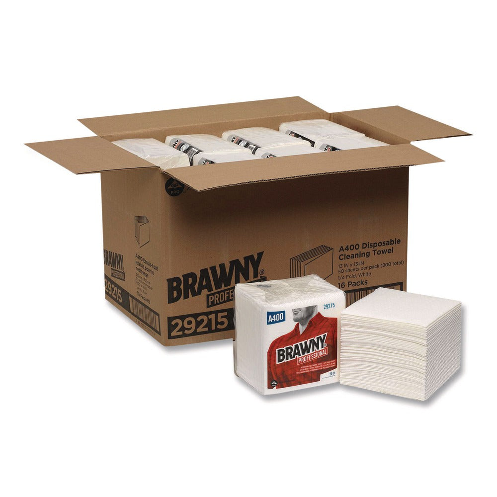 Georgia-Pacific 13 in. x 13 in. All Purpose Wipers - White (50/Pack, 16/Carton)