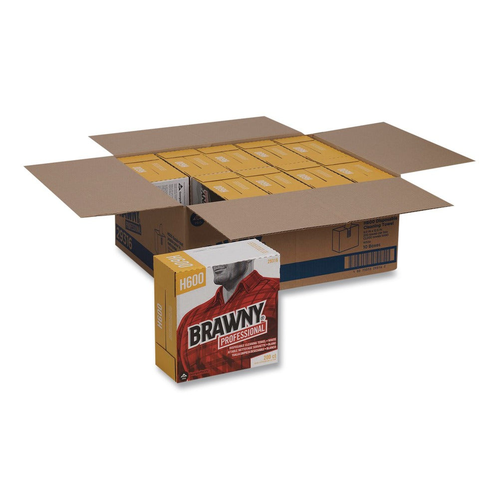 Georgia-Pacific 9.1 in. x 12.5 in. Lightweight Disposable Shop Towel - White (200/Box)