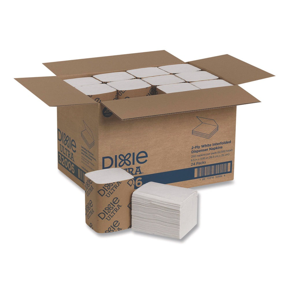 Georgia-Pacific 6-1/2 in. x 9-7/8 in. 2-Ply Interfold Napkin Refills - White (6000/Carton)