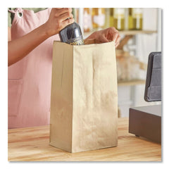 Ross & Wallace Paper Products 8.25 in. x 5.25 in. x 16.13 in. #25 Squat Size Grocery Paper Bags - Kraft (500/Bundle)