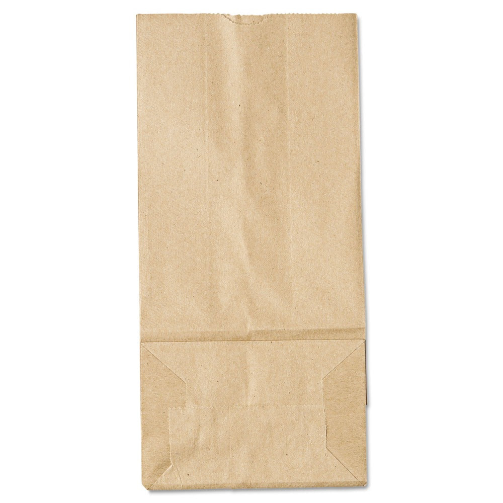 Ross & Wallace Paper Products 5.25 in. x 3.38 in. x 10.94 in. #5 Size Grocery Paper Bags - Kraft (500/Bundle)