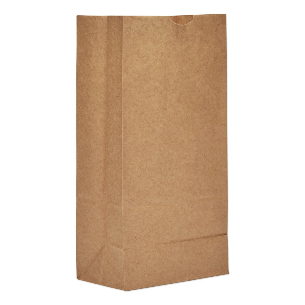 Ross & Wallace Paper Products 6 in. x 3.88 in. x 12.5 in. #8 Size Grocery Paper Bags - Kraft (500/Bundle)