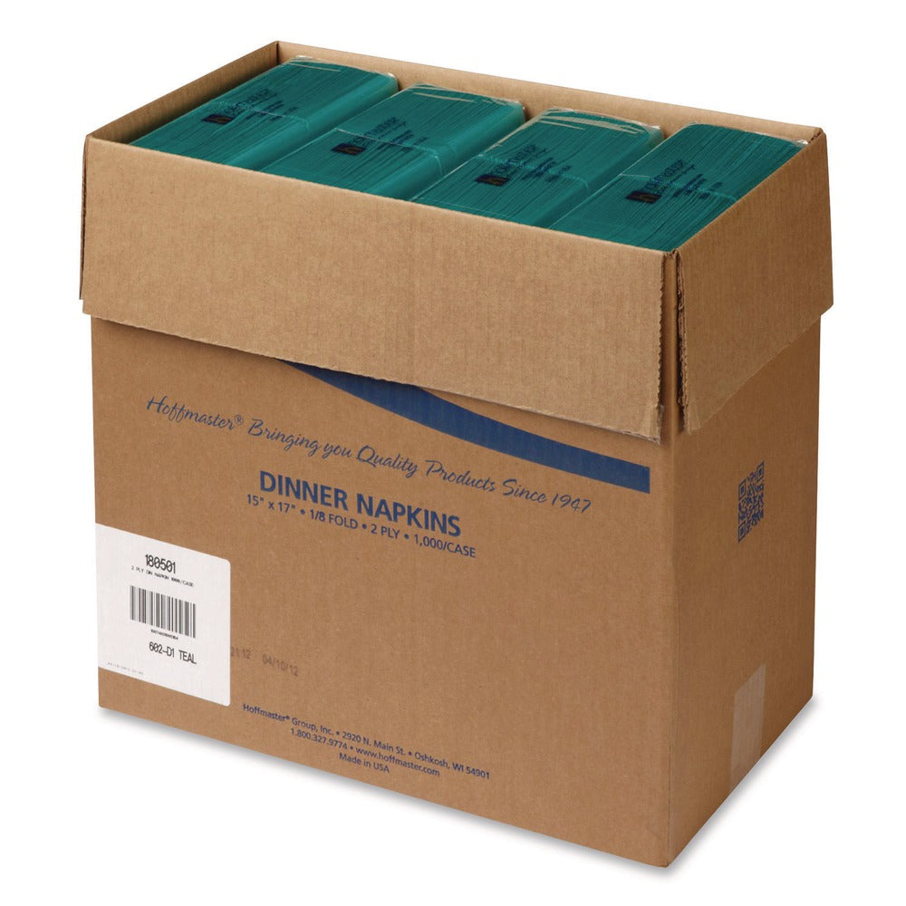 Hoffmaster 15 in. x 17 in. 2-Ply Dinner Napkins - Teal (1000/Carton)