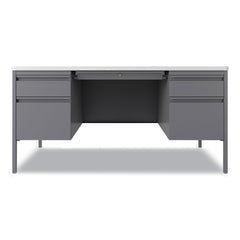 Hirsh Industries 60 in. x 30 in. x 29.5 in. Left and Right-Hand Pedestals Box/File Drawer Format Teachers Pedestal Desks - White/Platinum