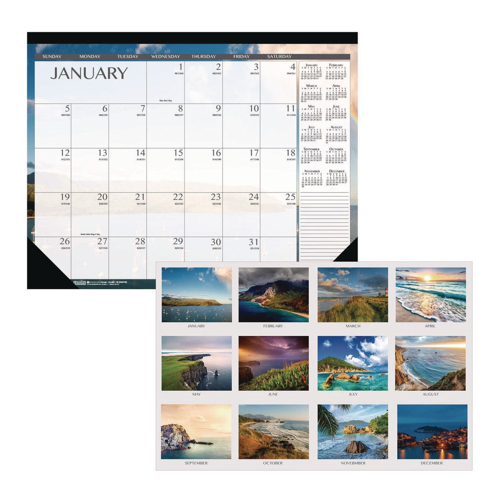 House of Doolittle 18.5 in. x 13 in. 12-Month (Jan-Dec 2026) Recycled Earthscapes Desk Pad Calendar - Black Binding/Corners