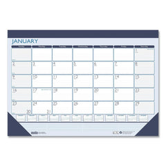 House of Doolittle 22 in. x 17 in. 12-Month (Jan-Dec 2026) Recycled Contempo Desk Pad Calendar - White/Blue Sheets/Blue Binding/Blue Corners