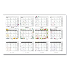 House of Doolittle 22 in. x 17 in. 12-Month (Jan-Dec) 2026 Recycled Desk Pad Calendar - Wild Flowers Artwork