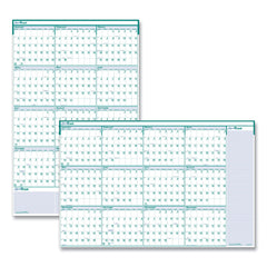 House of Doolittle 12-Month (Jan to Dec): 2026 24 in. x 37 in. Express Track Recycled Reversible/Erasable Yearly Wall Calendar - White/Teal Sheets