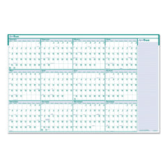 House of Doolittle 12-Month (Jan to Dec): 2026 24 in. x 37 in. Express Track Recycled Reversible/Erasable Yearly Wall Calendar - White/Teal Sheets
