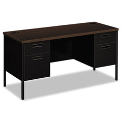 HON Metro Classic Series 60 in. x 24 in. x 29.5 in. 2 Box/ 2 File Double Pedestal Credenza with Kneespace - Mocha/Black
