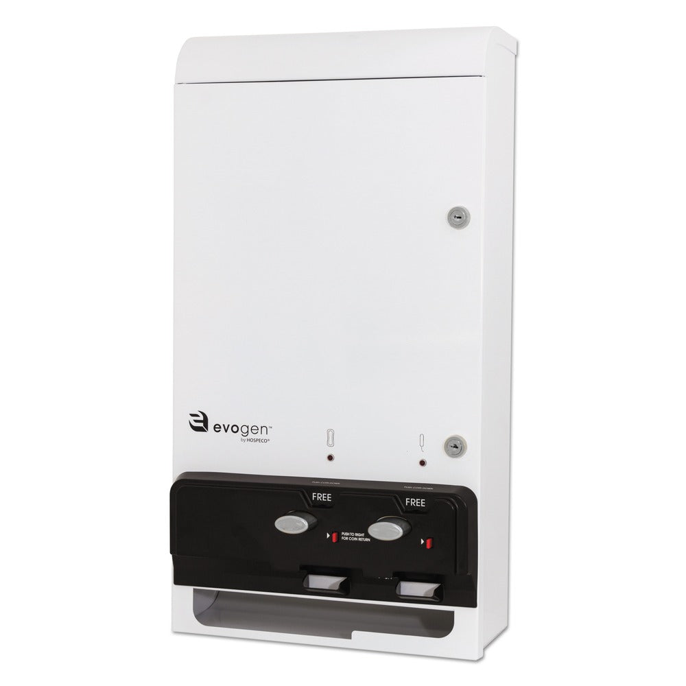 HOSPECO Evogen 14 in. x 7.75 in. x 26.25 in. Metal Feminine Hygiene Dispenser - White/Black