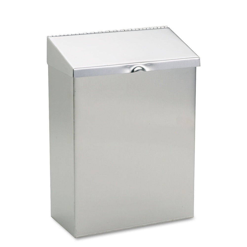 HOSPECO 8 in. x 4 in. x 11 in. Wall Mount Sanitary Napkin Receptacle - Stainless Steel