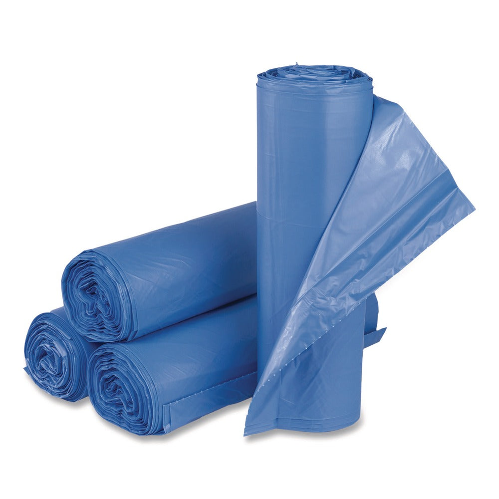 Inteplast Group 60 Gallon 18 mic 40 in. x 48 in. High-Density Commercial Can Liners - Blue (200/Carton)