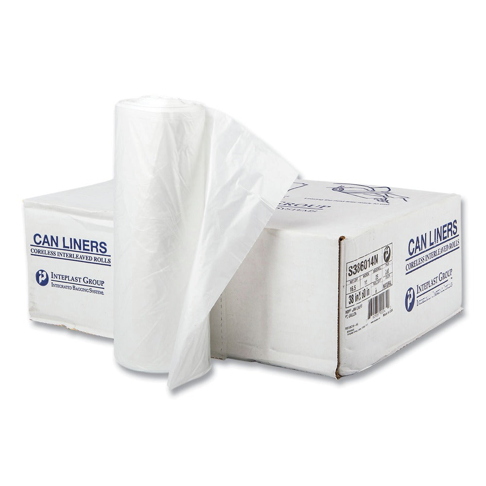 Inteplast Group 38 in. x 60 in. 14 mic 60 Gallon High-Density Commercial Can Liners - Clear (200/Carton)
