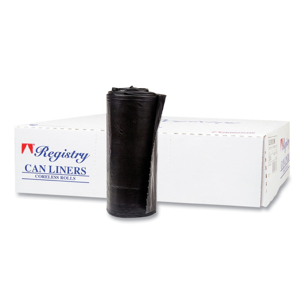 Inteplast Group S386017K 60 gal. 17 microns 38 in. x 60 in. High-Density Interleaved Commercial Can Liners - Black (25 Bags/Roll, 8 Rolls/Carton)