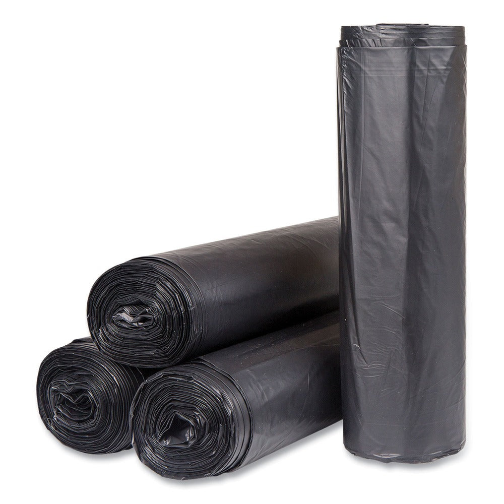 Inteplast Group S434822K 60 gal. 22 microns 43 in. x 48 in. High-Density Commercial Can Liners - Black (150/Carton)