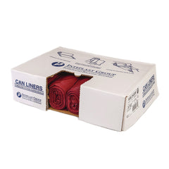 Inteplast Group 10 gal. 1.3 mil 24 in. x 23 in. Institutional Low-Density Can Liners - Red (25 Bags/Roll, 10 Rolls/Carton)