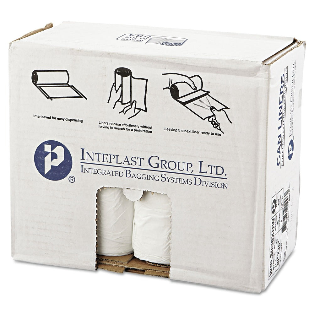 Inteplast Group WSL3036XHW 30 Gallon.8 mil 30 in. x 36 in. Low Density Can Liner - White (200/Carton)