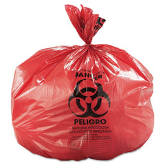 Inteplast Group Low-Density 45 Gallon 40 in. x 46 in. Commercial Can Liners - Red (100/Carton)