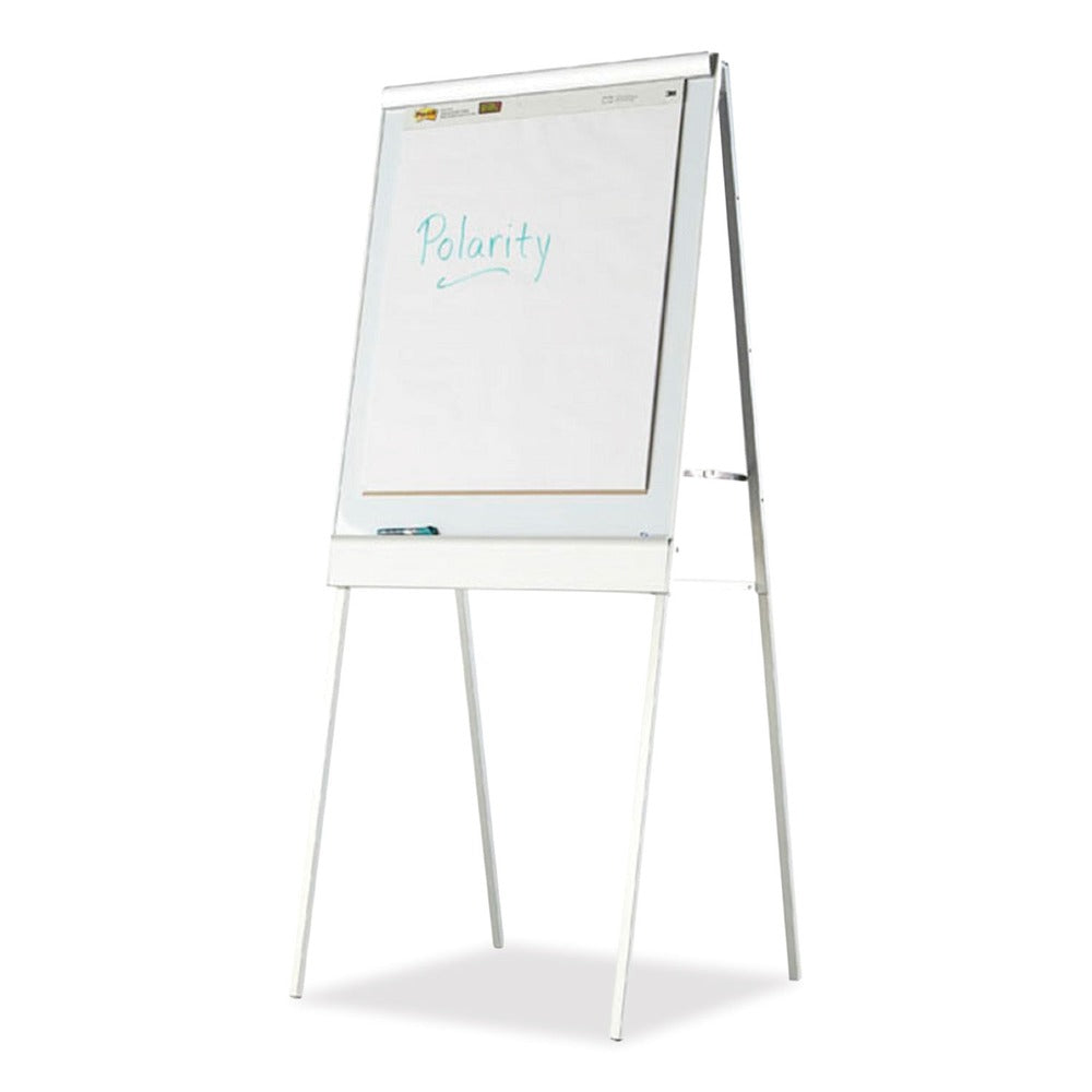 Iceberg Polarity 30 in. x 20-31 in. x 50-74 in. Easel 30 in. x 38 in. Board Height Adjustable Dry Erase Flipchart Easel - White Surface Silver Frame