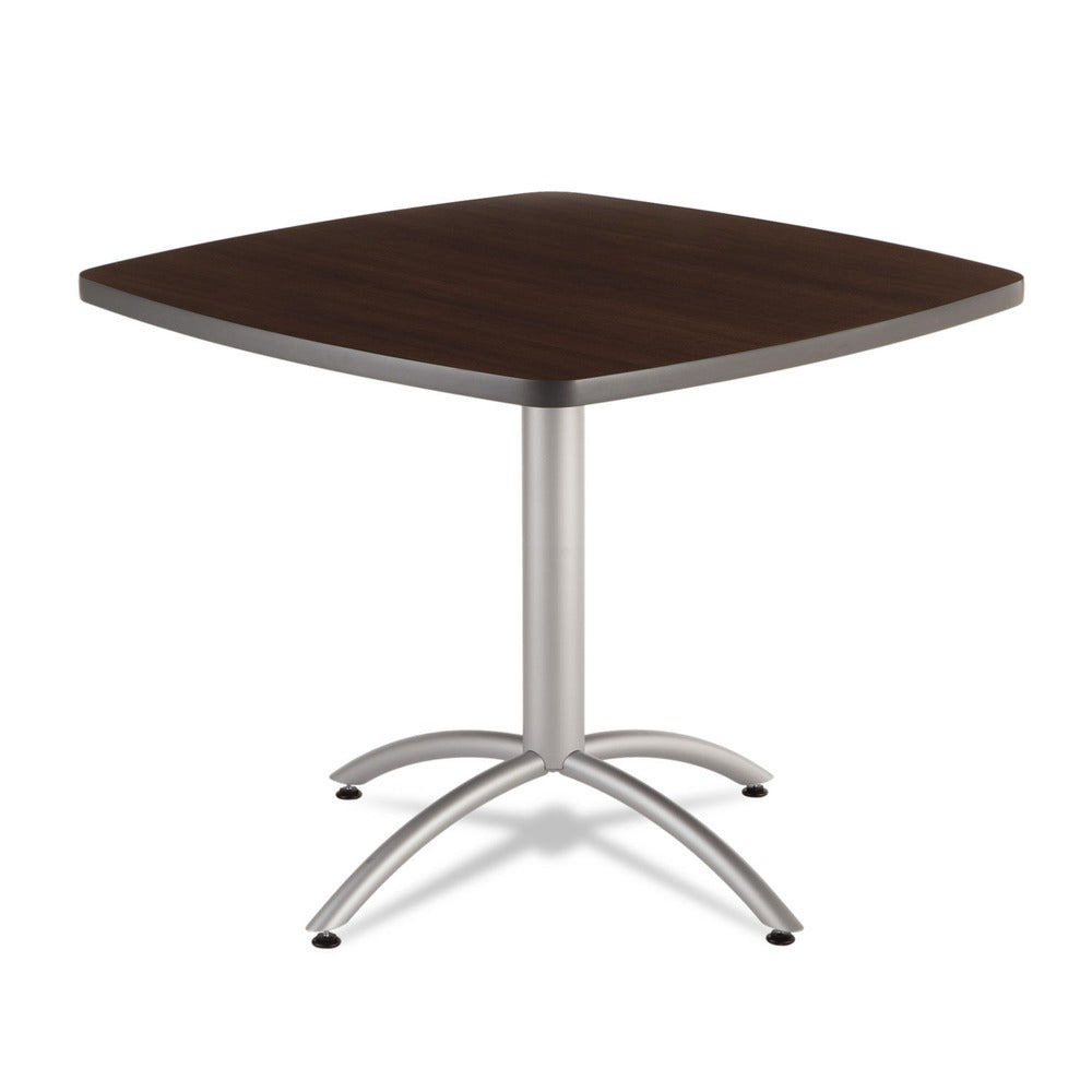 Iceberg 36 in. x 36 in. x 30 in. CafeWorks Square Cafe-Height Table - Walnut/Silver