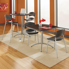 Iceberg 36 in. x 36 in. x 30 in. CafeWorks Square Cafe-Height Table - Walnut/Silver