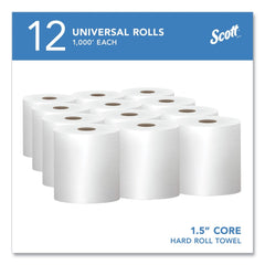 Scott 8 in. x 1000 ft. 1.5 in. Core 1-Ply Essential High Capacity Hard Roll Towels - White (12 Rolls/Carton)