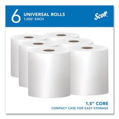 Scott 01005 8 in. x 1000 ft. 1.5 in. Core 1-Ply Essential High Capacity Hard Roll Towels - White (6 Rolls/Carton)