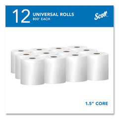 Scott 01040 8 in. x 800 ft. 1.5 in. Core 1-Ply Essential Hard Roll Towels - White (12 Rolls/Carton)