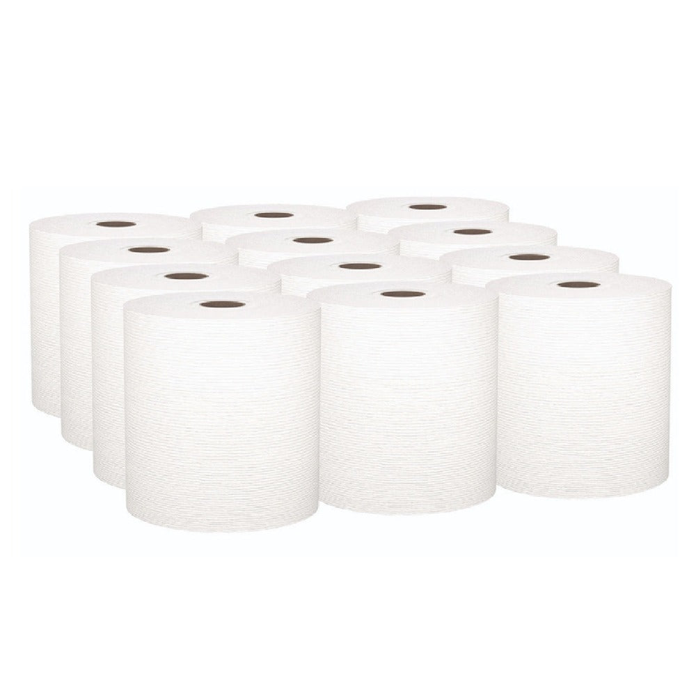 Kleenex 01080 8 in. x 425 ft. 1.5 in. Core 1-Ply Hard Roll Paper Towels - White (12 Rolls/Carton)