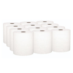 Kleenex 01080 8 in. x 425 ft. 1.5 in. Core 1-Ply Hard Roll Paper Towels - White (12 Rolls/Carton)