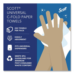 Scott 01510 10.13 in. x 13.15 in. 1-Ply Essential C-Fold Towels - White (12 Packs/Carton)