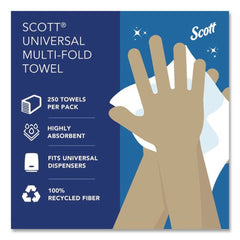 Scott 01807 9.2 in. x 9.4 in. 1-Ply Essential Recycled Multi-Fold Towels - White (4000/Carton)