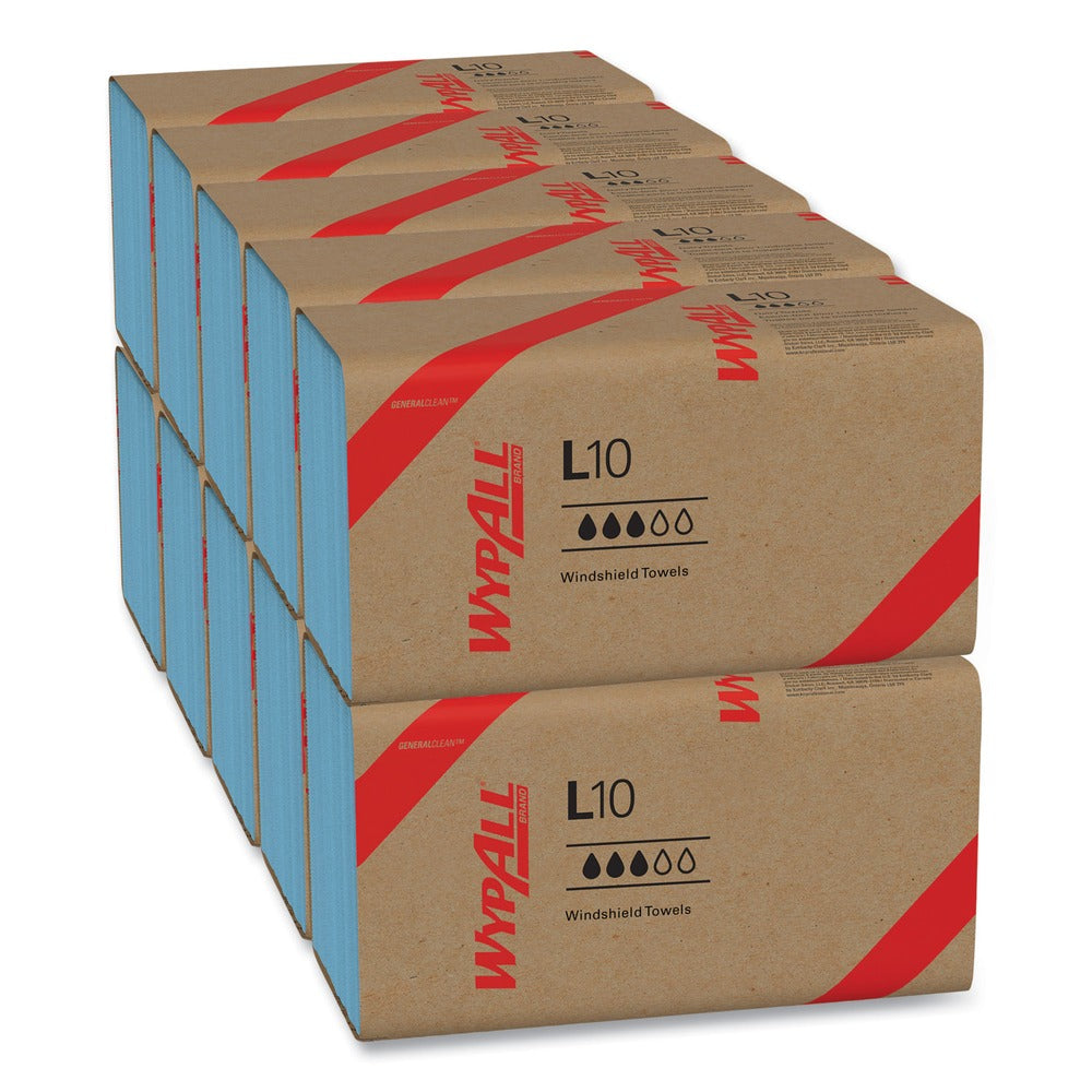 WypAll L10 9.1 in. x 10.25 in. Windshield Towels - Light Blue (224/Pack, 10 Packs/Carton)