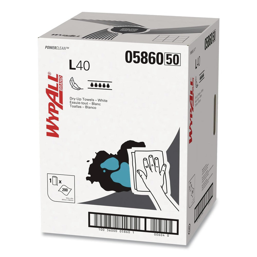 WypAll 19.5 in. x 42 in. L40 Dry Up Towels - White (200 Towels/Carton)