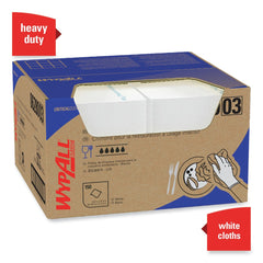 WypAll X80 12 in. x 23.4 in. Kimfresh Antimicrobial Hydroknit Foodservice Towel - Unscented, White/Blue Stripe (150/Carton)