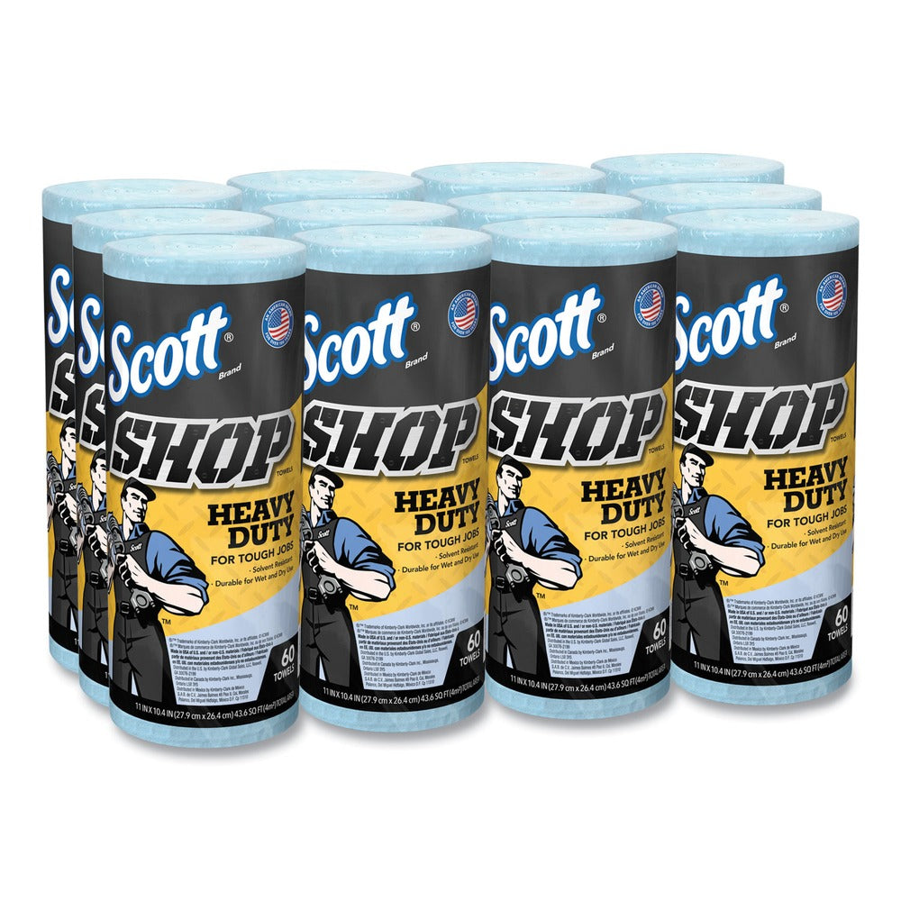 Scott 10.4 in. x 11 in. 1-Ply Heavy-Duty Pro Shop Towels - Blue (12/Carton)
