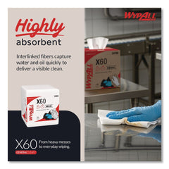 WypAll X60 12.5 in. x 13 in. 1/4 Fold General Clean Cloths - White (76/Box, 12 Boxes/Carton)