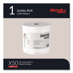 WypAll 13.4 in. x 9.8 in. Jumbo Roll X50 Cloths - White (1100/Roll)
