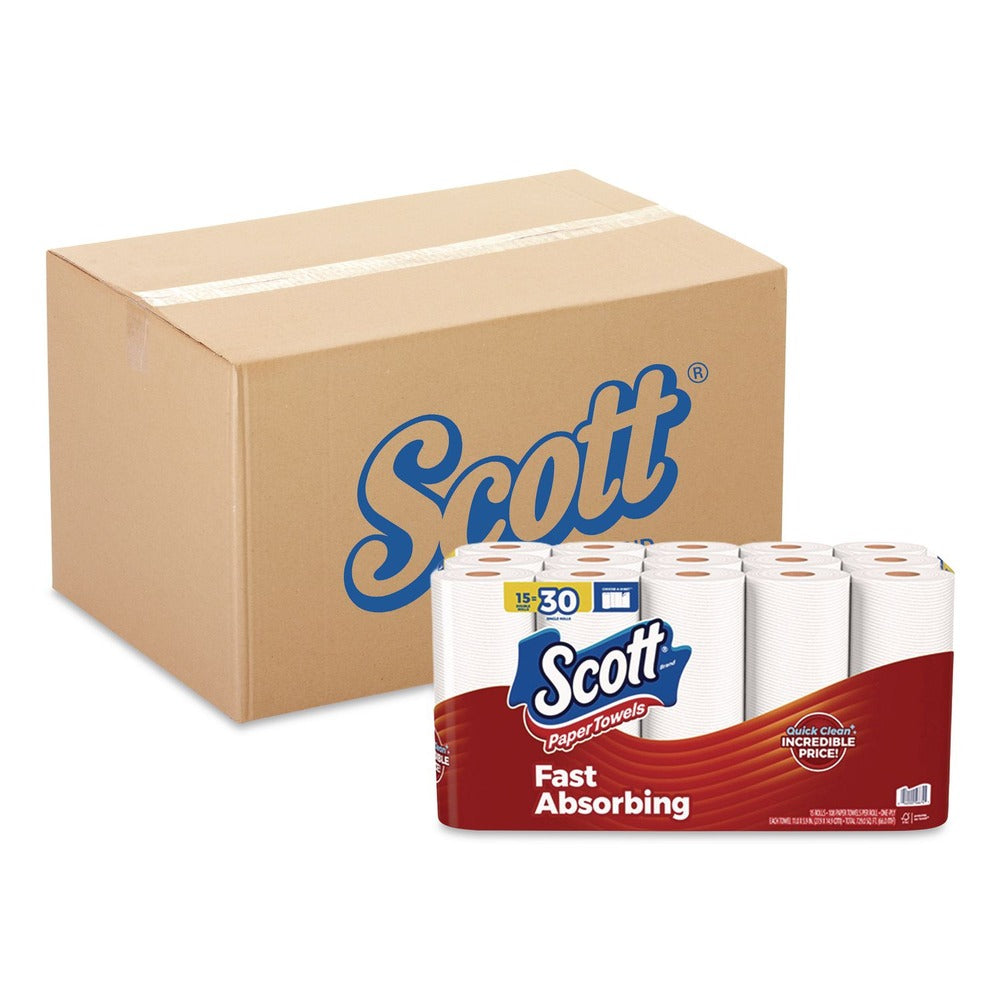 Scott 56674 7.31 in. x 11 in. Choose-A-Sheet 1-Ply Kitchen Roll Paper Towels - White (30/Carton)