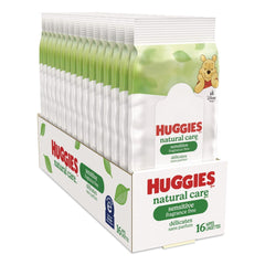 Huggies Natural Care 6.6 in. x 6.86 in. Sensitive Baby Wipes - Unscented/White (16/Carton)