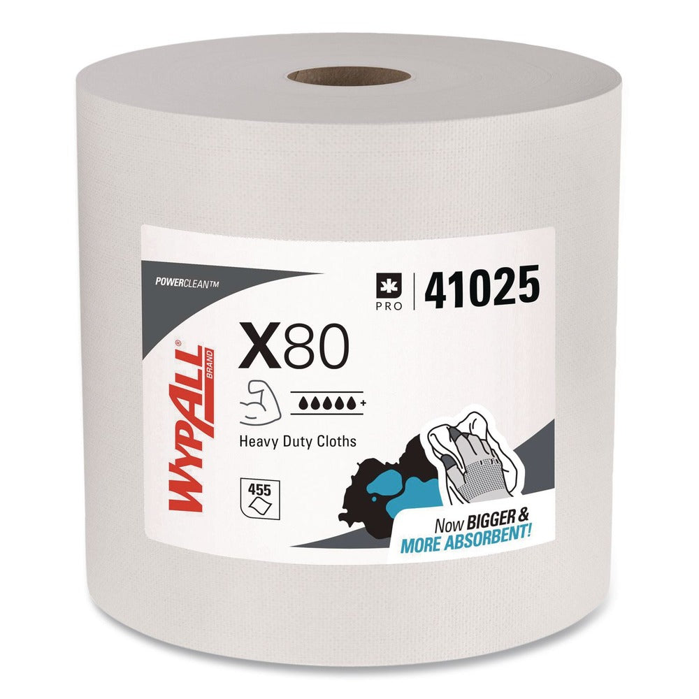 WypAll 12.4 in. x 12.2 in. Power Clean Jumbo Roll X80 Heavy Duty Cloths - White (475/Roll)