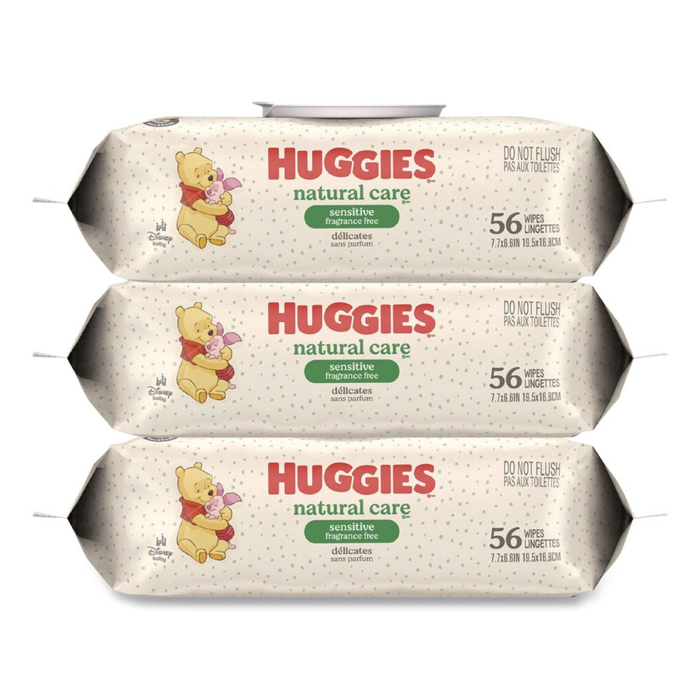 Huggies Natural Care 6.6 in. x 6.86 in. Sensitive Baby Wipes - Unscented/White (3/Carton)